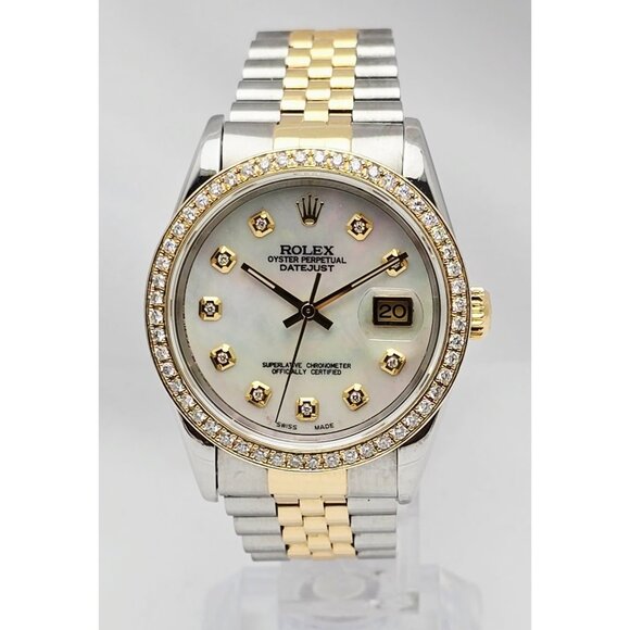1996 Rolex 16233 36mm Mother of Pearl Dial Diamond Bezel 18K Jubilee & Steel - Picture 1 of 16